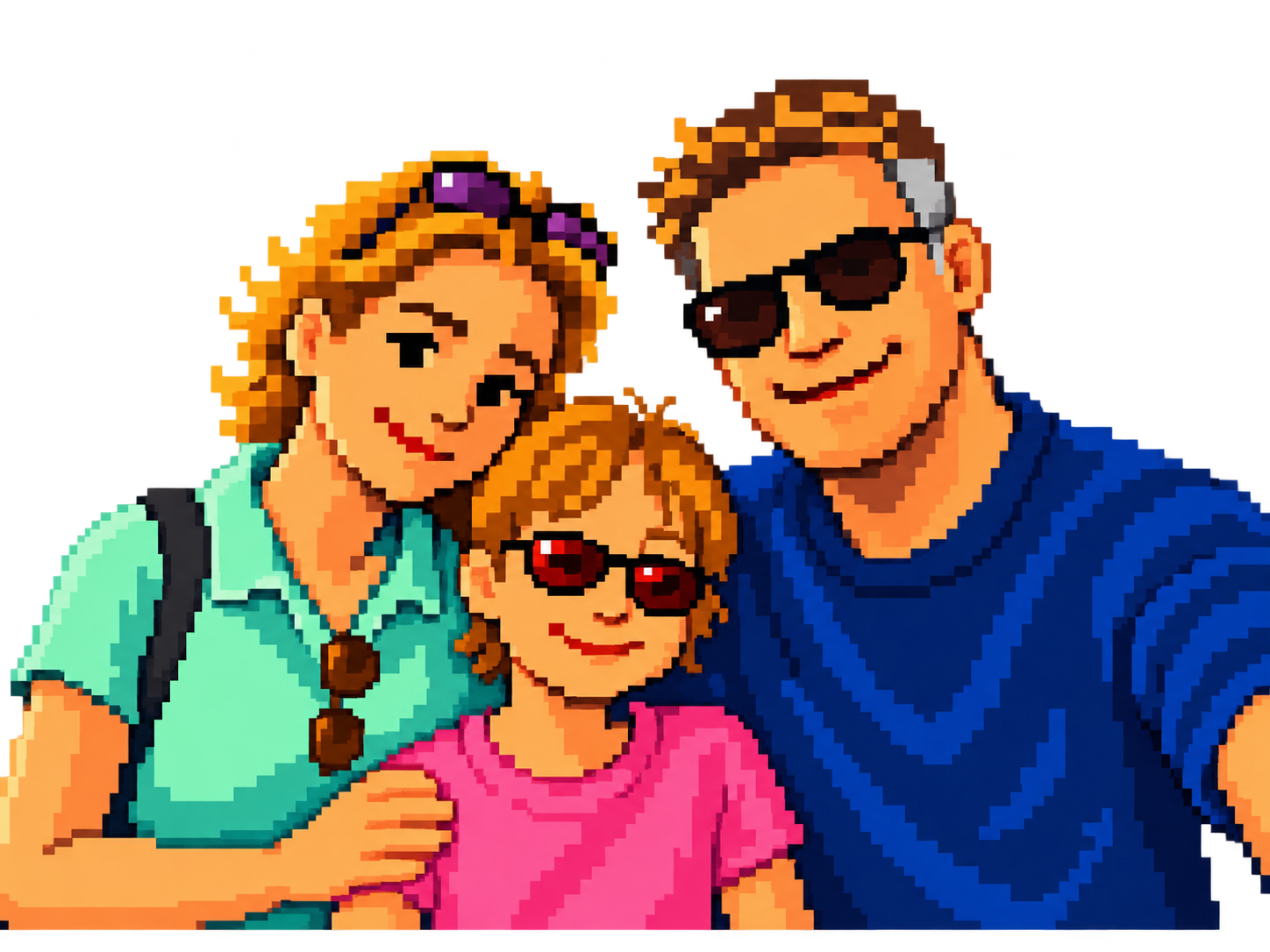 Pixel-art illustration of our family